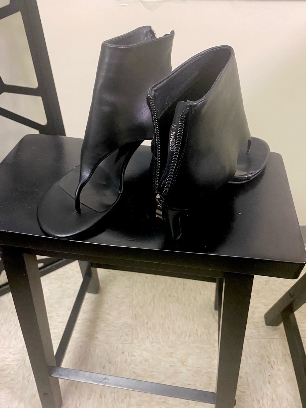 Amazon Black Leather Thong Bootie Sandals